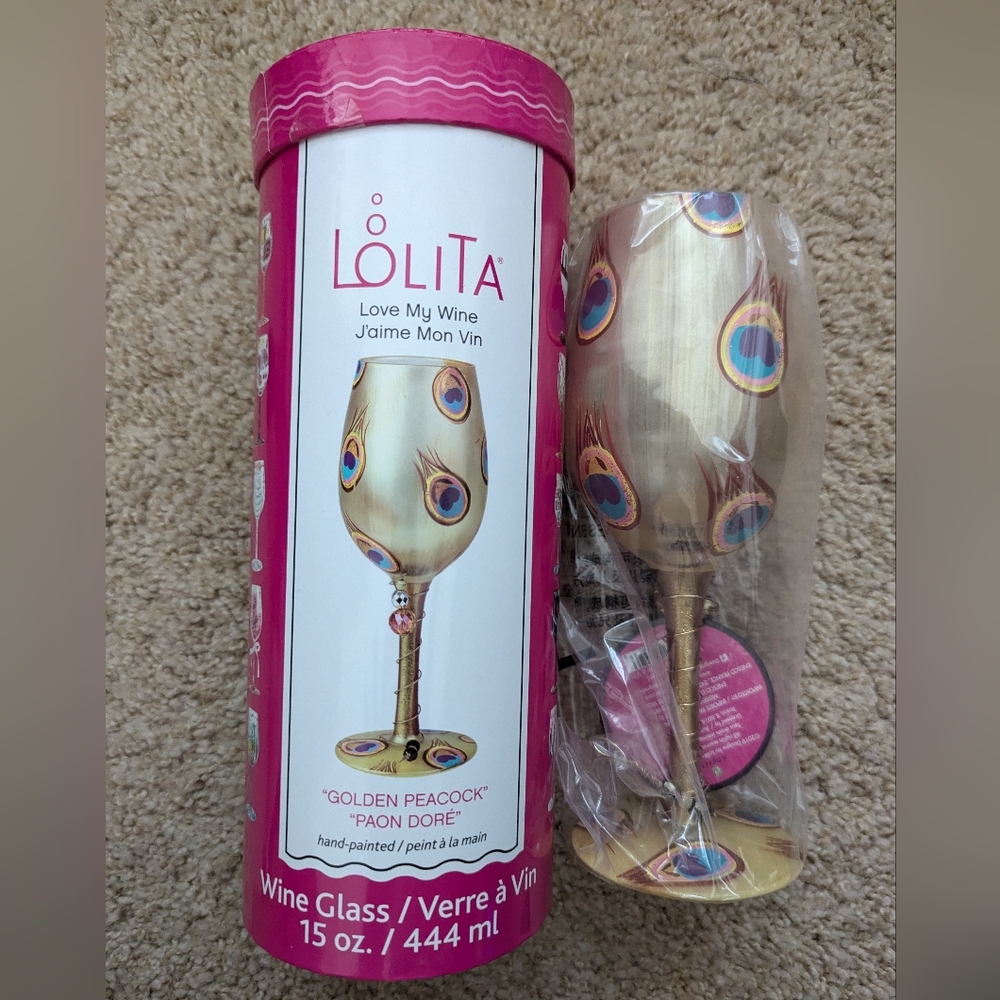 Lolita Wine Glass "Golden Peacock"